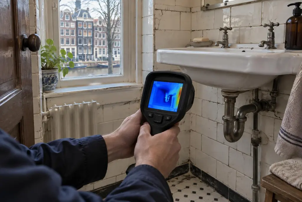 Lekdetectie Utrecht – badkamer met oude leidingen achter de tegels
