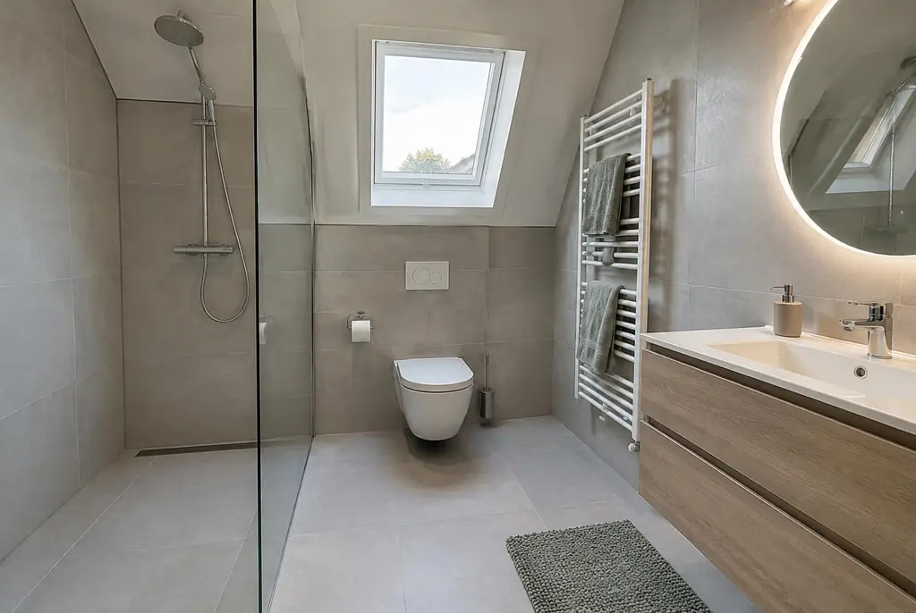 Lekdetectie Utrecht – droge badkamer met inloopdouche na herstel