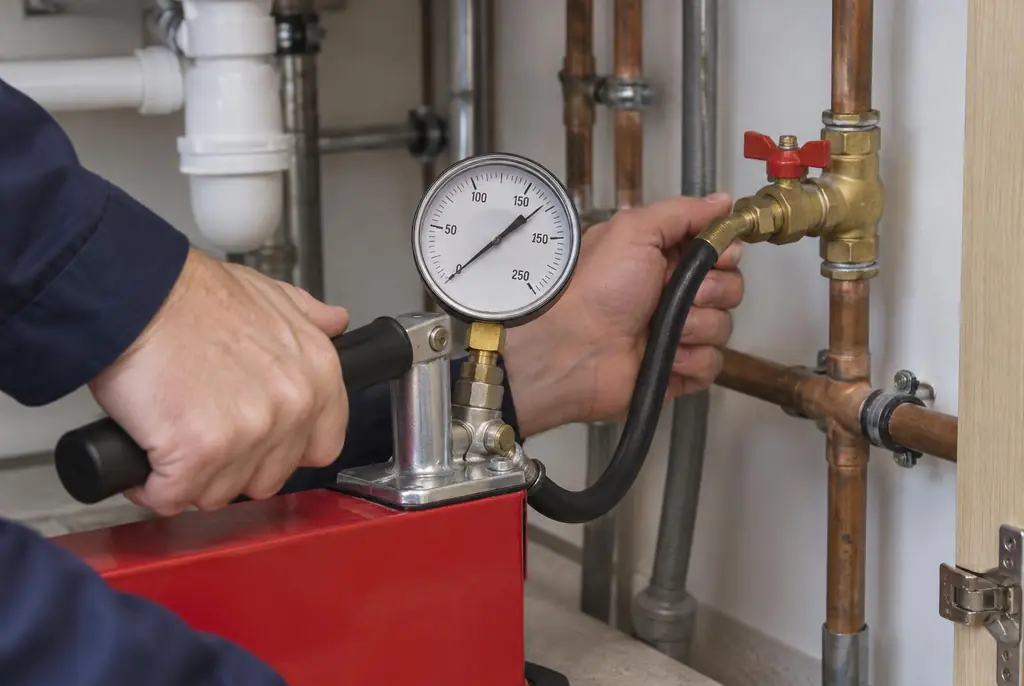 Lekdetectie Utrecht – druktest op een waterleiding met een manometer
