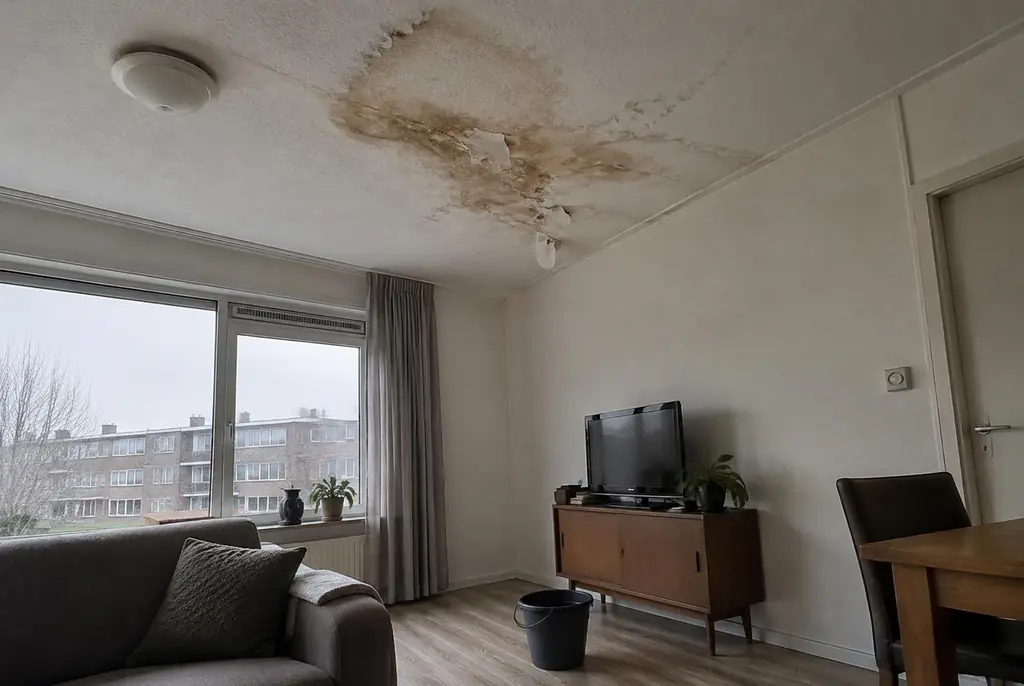 Lekdetectie Utrecht – vochtplek op het plafond onder een badkamer